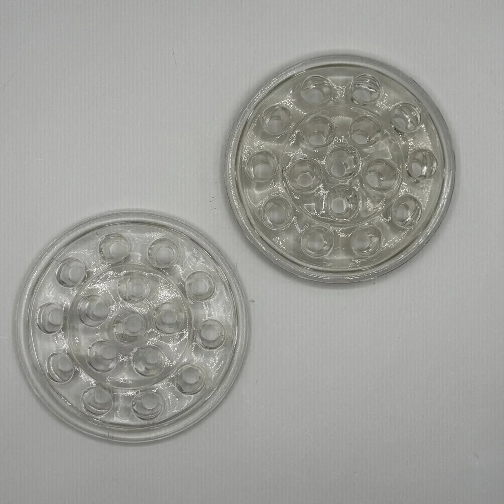 Vintage Flower Frog 4.5in Clear Glass 15 Floral Arranger Set of 2